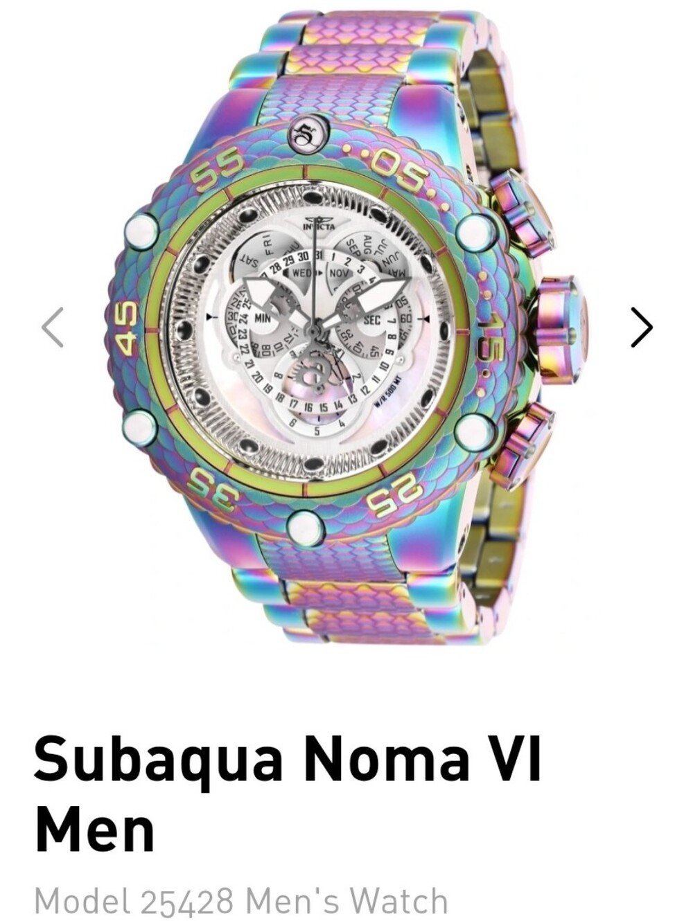 Invicta Iridescent Rainbow Subaqua Noma VI Men’s Watch 51.2mm Model# 25428
